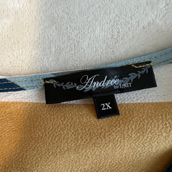 Andree by Unit Blouse Womens Multicolor Striped Tie Front Short Sleeve Size 2XL - Picture 5 of 11